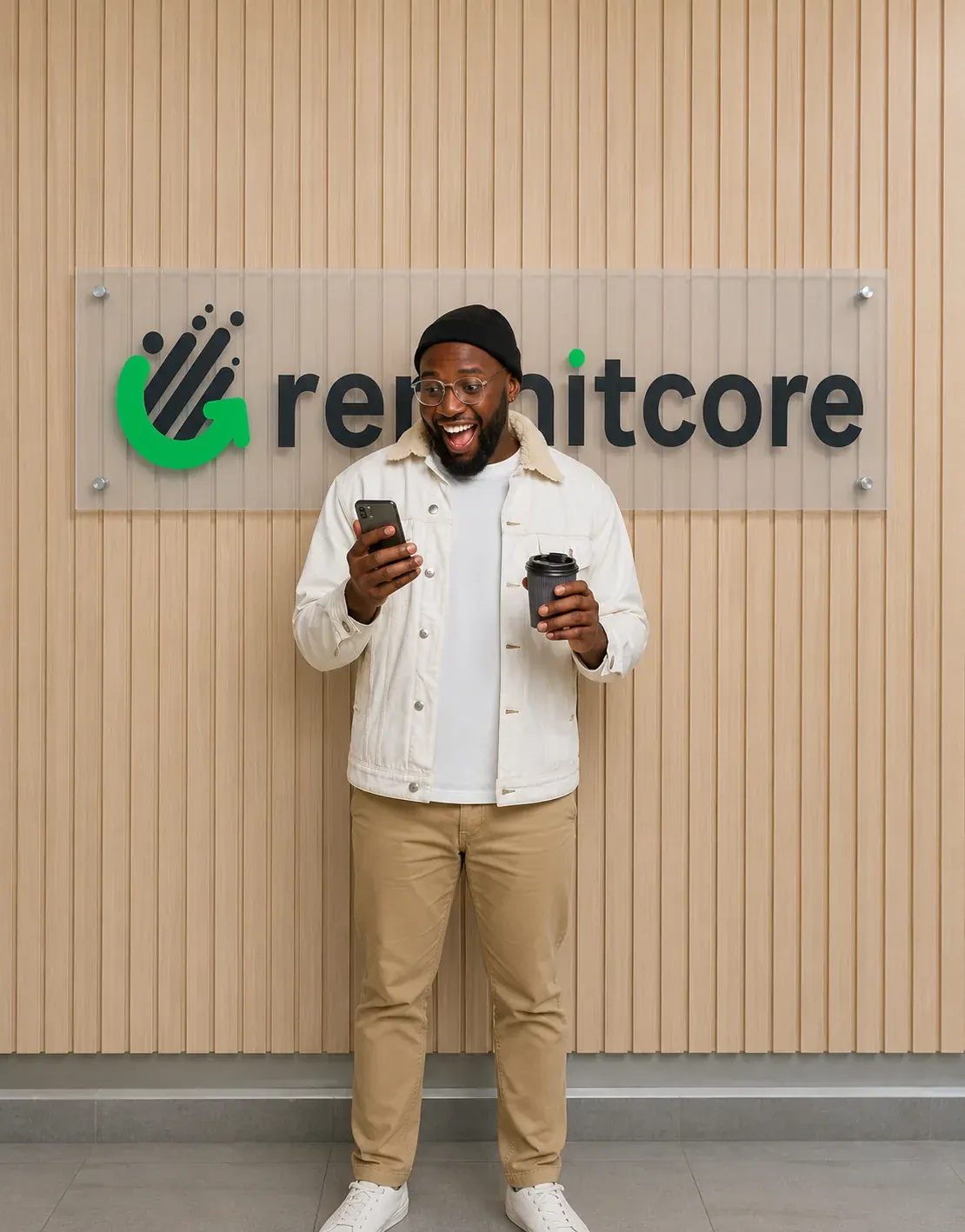 Customer reacting to a payment confirmation on his phone