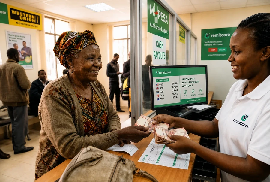 Recipient collecting a cash payout